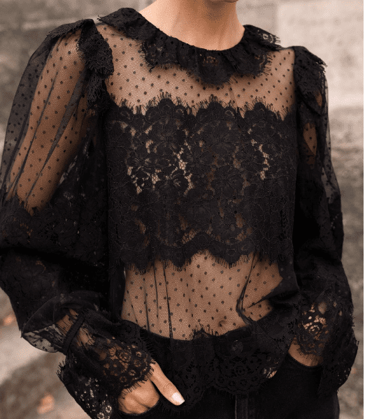 Semi transparent plumetis lace top Choklate Paris