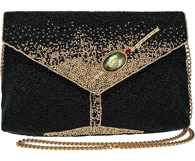 Mary Frances Olive You Martini Beaded Crossbody Handbag Clutch